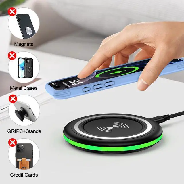 Alt view image 4 of 7 - 15W Samsung Wireless Charger Fast Charging Pad for Samsung Galaxy S26 S25 Edge S24 Ultra S23 S22 S21 S20 Z Flip 7 FE 6 5 4 3 Z Fold 7 6 5,Wireless Charging Station Charger Mat for iPhone 17e 17 16 15