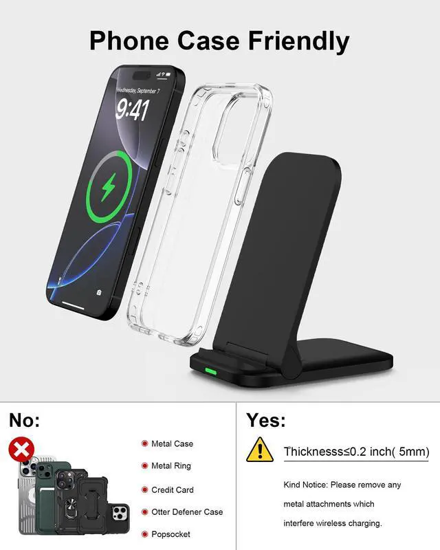 Alt view image 3 of 7 - Fast Samsung Wireless Charging Stand, 15W Cordless Phone Charger Stand, Android Wireless Charger Dock Holder Station for Samsung Galaxy S25 Edge S24 Ultra S23 FE S22 S21 Z Fold7 Flip7 Note20 S9 S8