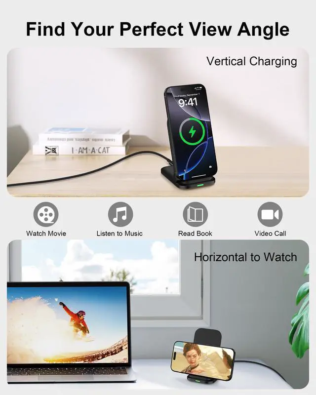 Alt view image 5 of 7 - Fast Samsung Wireless Charging Stand, 15W Cordless Phone Charger Stand, Android Wireless Charger Dock Holder Station for Samsung Galaxy S25 Edge S24 Ultra S23 FE S22 S21 Z Fold7 Flip7 Note20 S9 S8