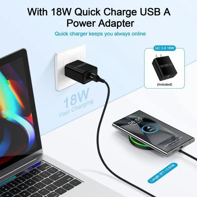 Alt view image 2 of 7 - Fast Wireless Charging Pad Samsung S25FE S25 Ultra S24 Charger Stand Wireless Android Phone Charger 15W for Samsung Galaxy S24 S25 Plus S23 Ultra S23FE S22,Pixel 10 Pro,iPhone 17 16, with 18W Adapter