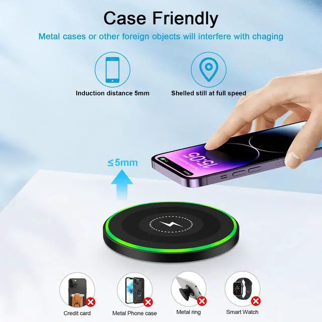 Alt view image 4 of 7 - Fast Wireless Charging Pad Samsung S25FE S25 Ultra S24 Charger Stand Wireless Android Phone Charger 15W for Samsung Galaxy S24 S25 Plus S23 Ultra S23FE S22,Pixel 10 Pro,iPhone 17 16, with 18W Adapter