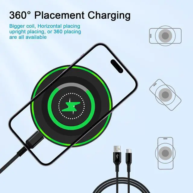 Alt view image 6 of 7 - Fast Wireless Charging Pad Samsung S25FE S25 Ultra S24 Charger Stand Wireless Android Phone Charger 15W for Samsung Galaxy S24 S25 Plus S23 Ultra S23FE S22,Pixel 10 Pro,iPhone 17 16, with 18W Adapter