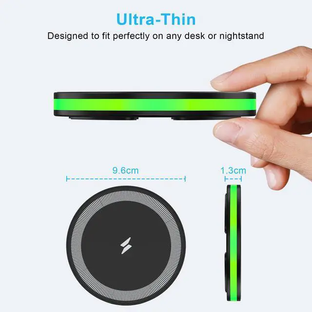 Alt view image 5 of 7 - Wireless Charger Fast Charging Pad Android Charging Station Wireless Phone Charger for Android Samsung Galaxy S25 Ultra S25 Plus S25 S24 S23 S22 S21 S20 S10, iPhone 16 Pro Max Plus 15 14 13 12