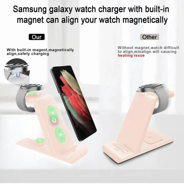 Alt view image 3 of 6 - Wireless Charging Station for Samsung Wireless Charger Galaxy S26 Ultra/S25/S24/S23/S22/Note20 Z Fold Flip7 Galaxy Watch 8/7/6/5/4/3 Active 2/1 Stand Galaxy Buds4/4 Pro/3/2 Pro/Live Multiple Devices