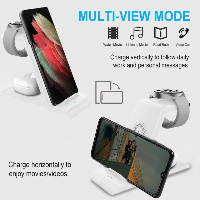 Alt view image 3 of 7 - Wireless Charging Station for Samsung Wireless Charger Galaxy S26 Ultra/S25/S24/S23/S22/Note20 Z Fold Flip7 Galaxy Watch 8/7/6/5/4/3 Active 2/1 Stand Galaxy Buds4/4 Pro/3/2 Pro/Live Multiple Devices