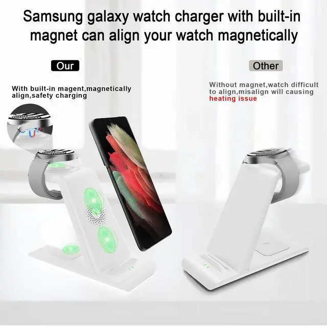 Alt view image 4 of 7 - Wireless Charging Station for Samsung Wireless Charger Galaxy S26 Ultra/S25/S24/S23/S22/Note20 Z Fold Flip7 Galaxy Watch 8/7/6/5/4/3 Active 2/1 Stand Galaxy Buds4/4 Pro/3/2 Pro/Live Multiple Devices