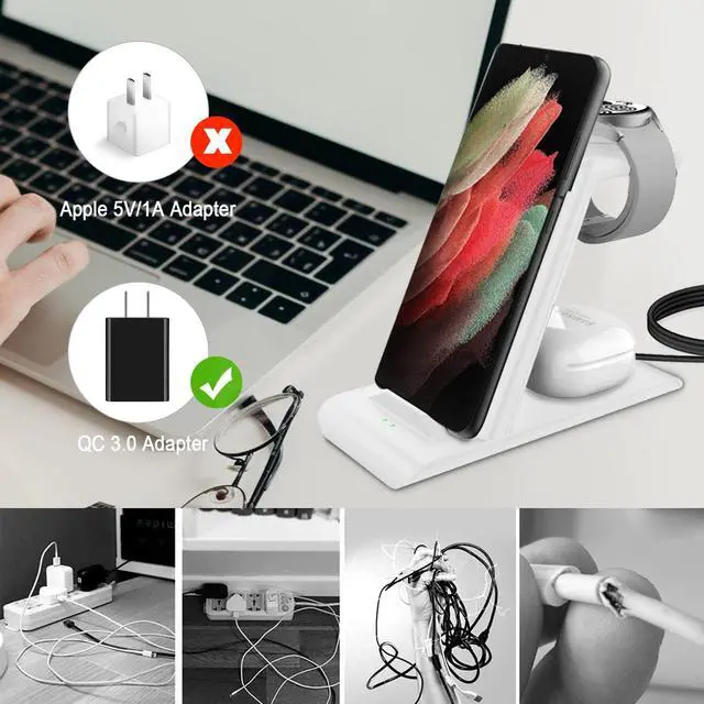 Alt view image 6 of 7 - Wireless Charging Station for Samsung Wireless Charger Galaxy S26 Ultra/S25/S24/S23/S22/Note20 Z Fold Flip7 Galaxy Watch 8/7/6/5/4/3 Active 2/1 Stand Galaxy Buds4/4 Pro/3/2 Pro/Live Multiple Devices