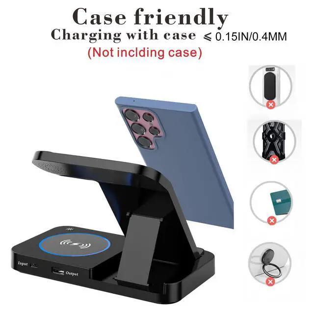 Alt view image 5 of 7 - 3 in 1 Charging Station for Samsung Android: Wireless Phone and Watch Charger for Galaxy S25 Ultra/S24/S23/Z Fold, wireless charger stand for Galaxy Watch 9/8/7/6/5 Earbuds 3/2/Pro (Black)