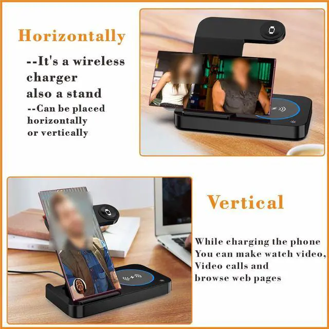 Alt view image 6 of 7 - 3 in 1 Charging Station for Samsung Android: Wireless Phone and Watch Charger for Galaxy S25 Ultra/S24/S23/Z Fold, wireless charger stand for Galaxy Watch 9/8/7/6/5 Earbuds 3/2/Pro (Black)