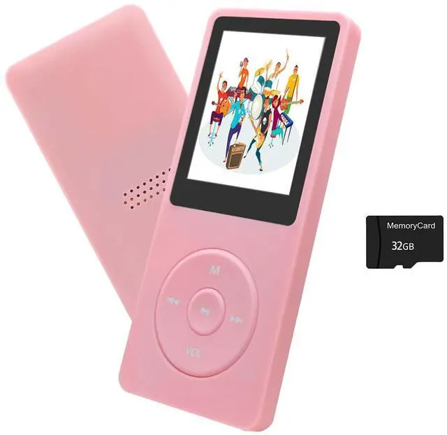 Main image of MP3 Player 32GB with Speaker Earphones Portable Music Player for Kids Support FM Radio Voice Recorder E-Book Support up to 128GB Pink