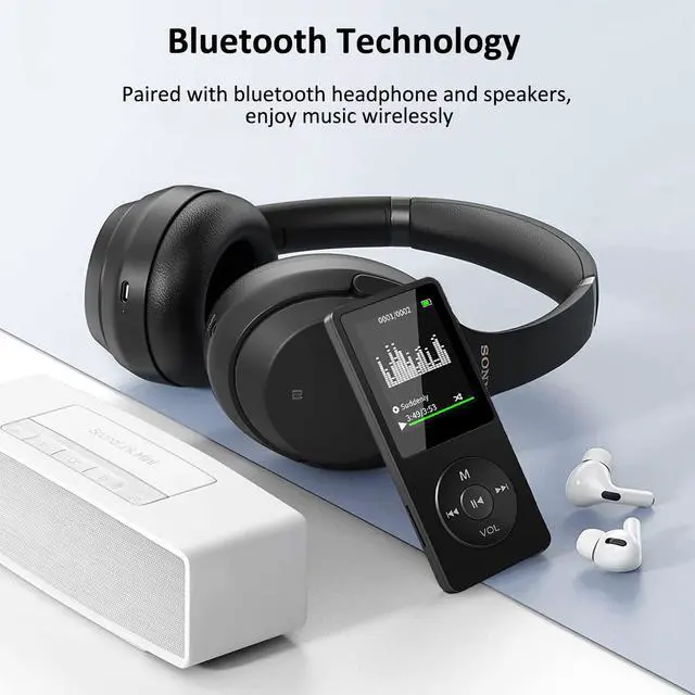 Alt view image 3 of 7 - 32GB Bluetooth MP3 Player, Digital Music Player Running,HiFi Sound, HD Speaker, FM Radio, E-Book, Video, Voice Recorder, Mini Design,1.8 Inch Color Display, Support up to 128GB Card-Earphone Included