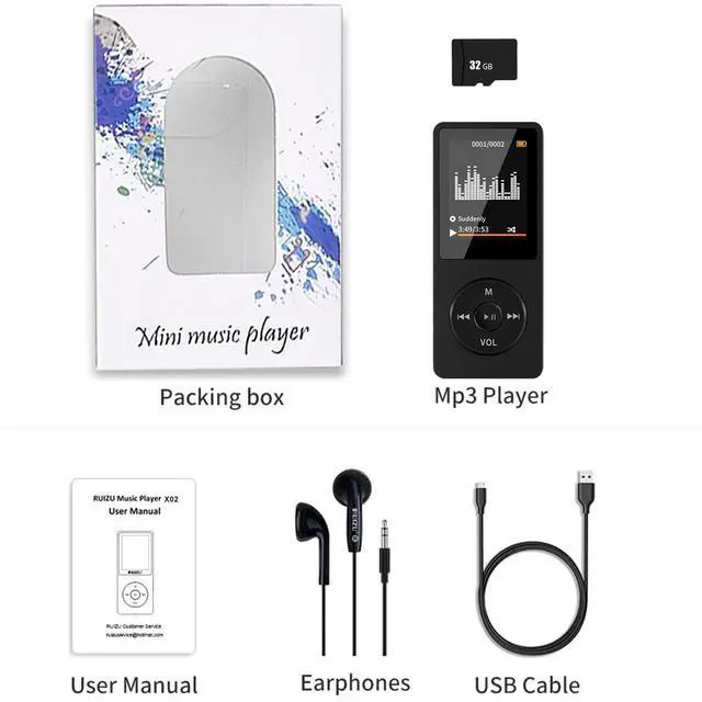 Alt view image 6 of 7 - 32GB Bluetooth MP3 Player, Digital Music Player Running,HiFi Sound, HD Speaker, FM Radio, E-Book, Video, Voice Recorder, Mini Design,1.8 Inch Color Display, Support up to 128GB Card-Earphone Included