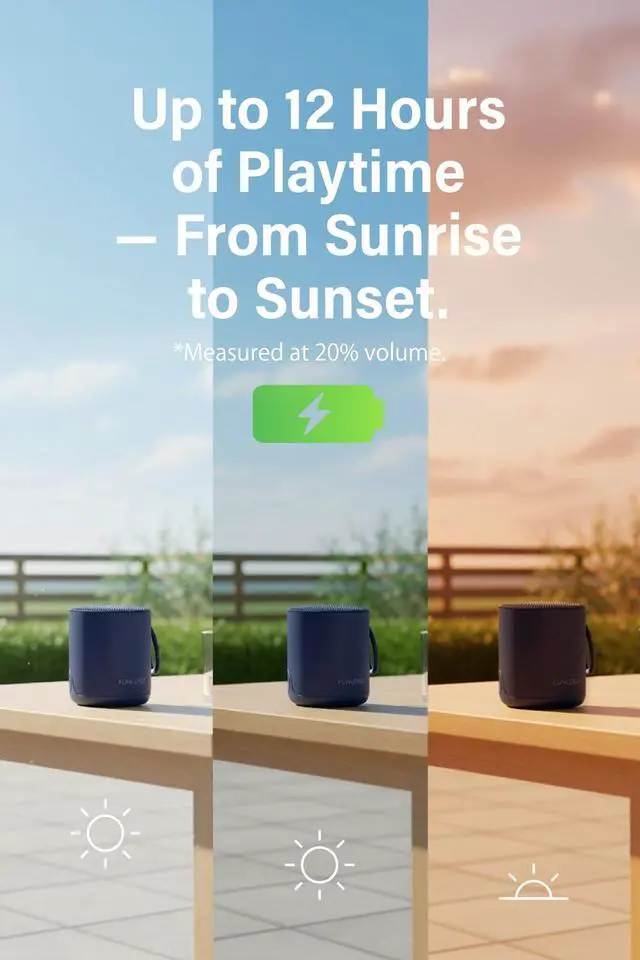 Alt view image 5 of 7 - FUNLOGY Portable Mini2 Bluetooth Speaker, Wireless Portable Speaker with Deep Bass, IPX7 Waterproof, TWS Stereo Pairing, Built-in Mic, Small Speaker for Shower, Outdoor, Travel, Blue