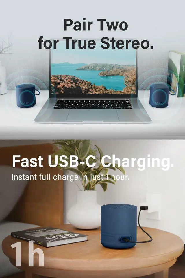 Alt view image 7 of 7 - FUNLOGY Portable Mini2 Bluetooth Speaker, Wireless Portable Speaker with Deep Bass, IPX7 Waterproof, TWS Stereo Pairing, Built-in Mic, Small Speaker for Shower, Outdoor, Travel, Blue