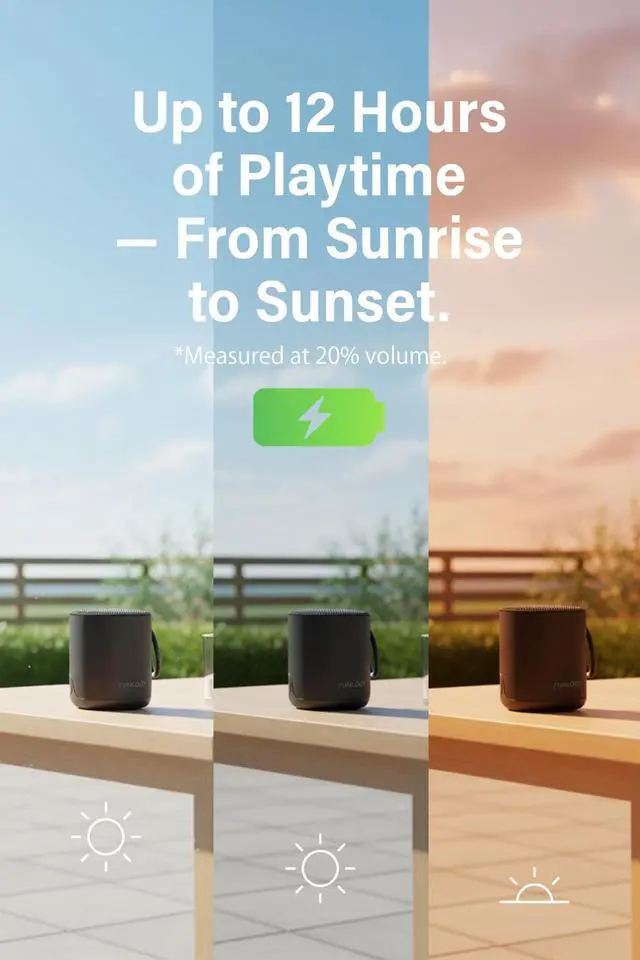 Alt view image 5 of 7 - FUNLOGY Portable Mini2 Bluetooth Speaker, Wireless Portable Speaker with Deep Bass, IPX7 Waterproof, TWS Stereo Pairing, Built-in Mic, Small Speaker for Shower, Outdoor, Travel, Black