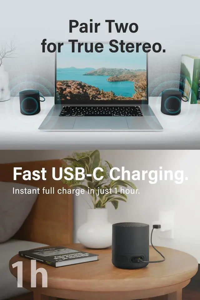 Alt view image 7 of 7 - FUNLOGY Portable Mini2 Bluetooth Speaker, Wireless Portable Speaker with Deep Bass, IPX7 Waterproof, TWS Stereo Pairing, Built-in Mic, Small Speaker for Shower, Outdoor, Travel, Black