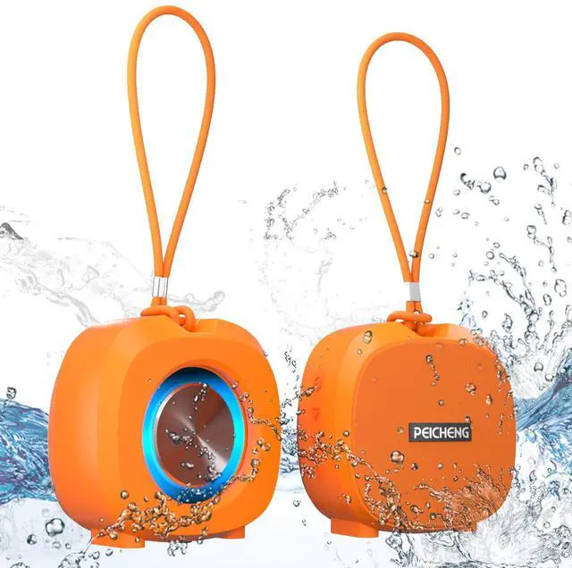 Main image of PEICHENG Speaker, Small Portable Bluetooth Wireless IPX5 Waterproof Shower Speaker,Loud Stereo Sound Deep Bass,TWS Paire, RGB Lights,Long Playtime for Outdoor Party, Great Gift, 1PCS(Orange)