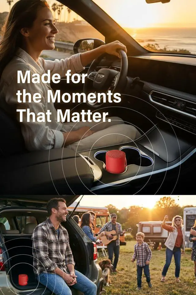 Alt view image 4 of 7 - FUNLOGY Portable Mini2 Bluetooth Speaker, Wireless Portable Speaker with Deep Bass, IPX7 Waterproof, TWS Stereo Pairing, Built-in Mic, Small Speaker for Shower, Outdoor, Travel, Red