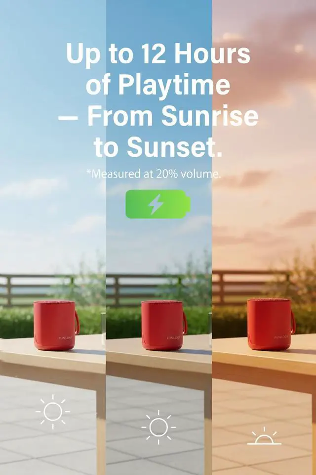 Alt view image 5 of 7 - FUNLOGY Portable Mini2 Bluetooth Speaker, Wireless Portable Speaker with Deep Bass, IPX7 Waterproof, TWS Stereo Pairing, Built-in Mic, Small Speaker for Shower, Outdoor, Travel, Red