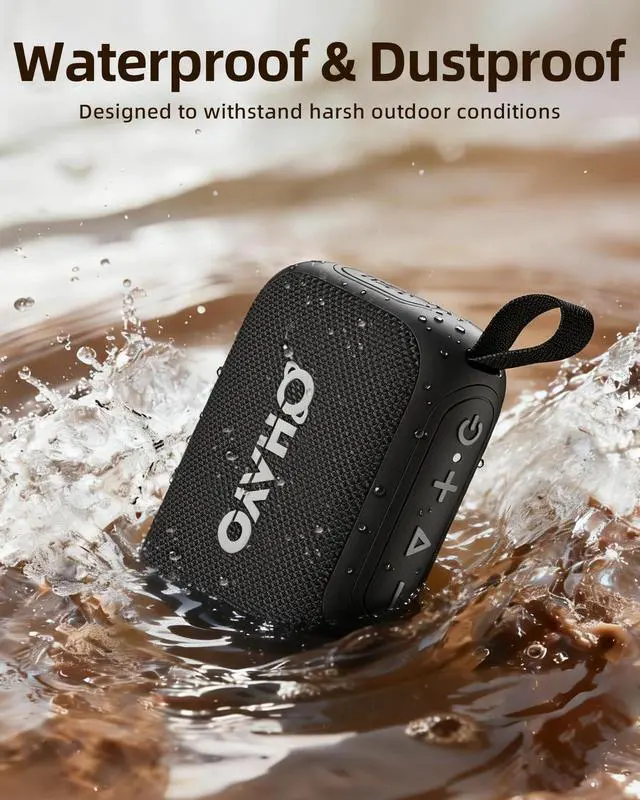 Alt view image 2 of 7 - OHAYO Bluetooth Shower Speaker, IPX7 Waterproof, Portable Mini Speaker with Clip, Wireless, 24H Playtime, RGB Light, Powerful Sound and Punchy Bass, Electronics Gifts for Outdoors/Home/Office/Travel