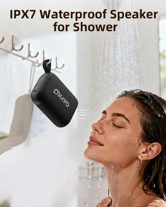 Alt view image 3 of 7 - OHAYO Bluetooth Shower Speaker, IPX7 Waterproof, Portable Mini Speaker with Clip, Wireless, 24H Playtime, RGB Light, Powerful Sound and Punchy Bass, Electronics Gifts for Outdoors/Home/Office/Travel