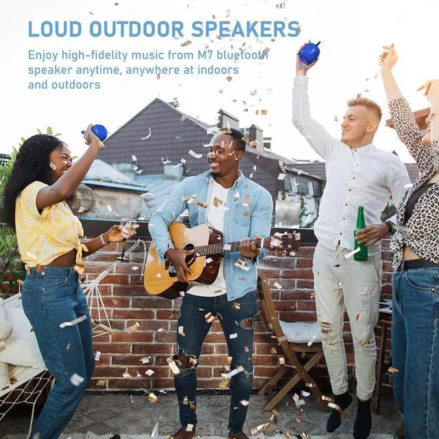 Alt view image 4 of 7 - FIGMASU Portable Bluetooeh Speaker Wireless Mini IPX7 Waterproof Speaker 24H Playtime 360° Stereo Surround Sound Bass Small Speakers for Outdoor Travel(Blue)