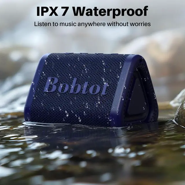 Alt view image 3 of 7 - Bobtot Portable Bluetooth Speaker Wireless, IPX7 Small Shower Speaker Waterproof, 15H Playing Time, Loud and Stereo Sound with Bass, TWS Pairing for Party, Camping, Travel, Blue