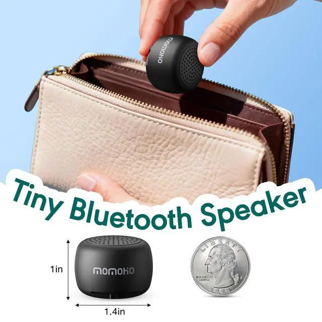 Alt view image 3 of 7 - MOMOHO Mini Bluetooth Speaker, Tiny Gifts with TWS Pairing, Small Bluetooth Speaker for Outdoor and Indoor, Built-in Mic(Black)