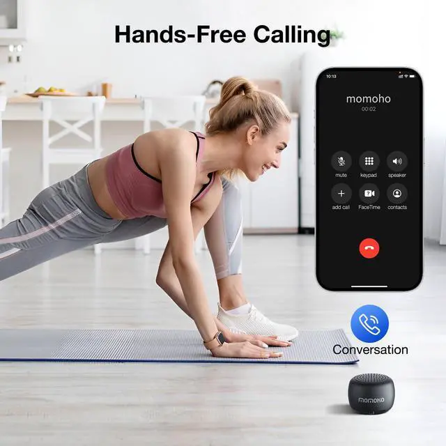 Alt view image 7 of 7 - MOMOHO Mini Bluetooth Speaker, Tiny Gifts with TWS Pairing, Small Bluetooth Speaker for Outdoor and Indoor, Built-in Mic(Black)