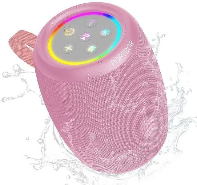 Main image of Portable Bluetooth Speaker with Lights, Powerful Stereo Loud Sound Wireless Small Speaker, IPX5 Waterproof, BT5.3, TWS Pairing, for Outdoor/Home/Party/Beach/Shower, Birthday Holiday Electronic Gift