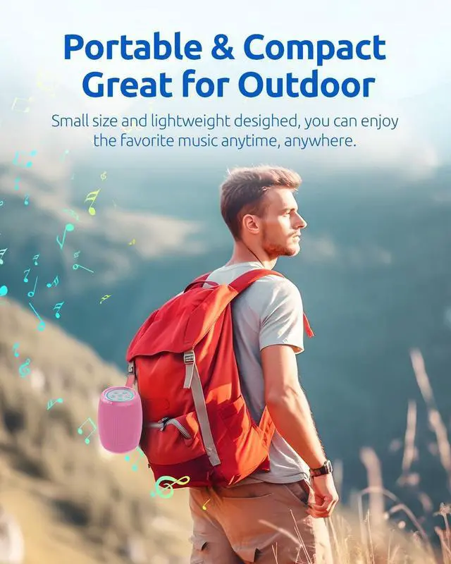 Alt view image 4 of 6 - Portable Bluetooth Speaker with Lights, Powerful Stereo Loud Sound Wireless Small Speaker, IPX5 Waterproof, BT5.3, TWS Pairing, for Outdoor/Home/Party/Beach/Shower, Birthday Holiday Electronic Gift