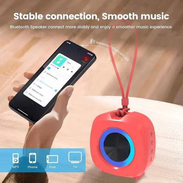 Alt view image 5 of 7 - Bluetooth Speaker Portable Media Players Clear Loud Stereo Sound Deep Bass Wireless Speaker With Lights TWS IPX5 Waterproof Small Speakers Long Playtime for Home/Party/Outdoor/Beach Electronic Gadgets