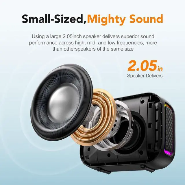 Alt view image 2 of 7 - Portable Bluetooth Speaker Waterproof Gift: IPX5 HD Sound Up to 24H Playtime, TWS Pairing, Wireless Speakers with Lights, Travel Essentials Valentines Birthday Gifts for Men Women Boys Girls-Black