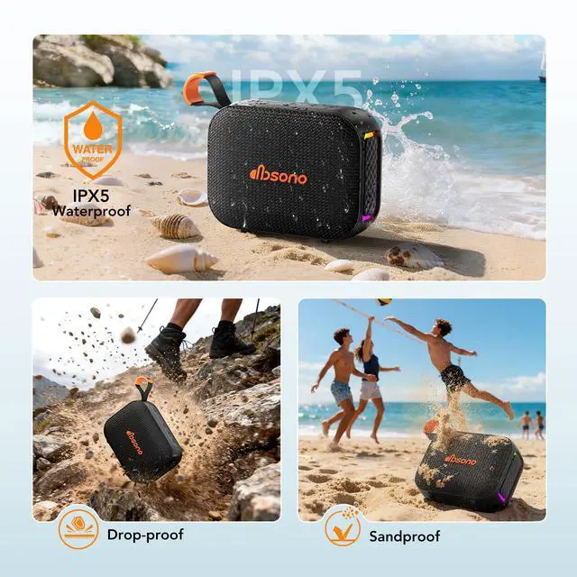 Alt view image 5 of 7 - Portable Bluetooth Speaker Waterproof Gift: IPX5 HD Sound Up to 24H Playtime, TWS Pairing, Wireless Speakers with Lights, Travel Essentials Valentines Birthday Gifts for Men Women Boys Girls-Black