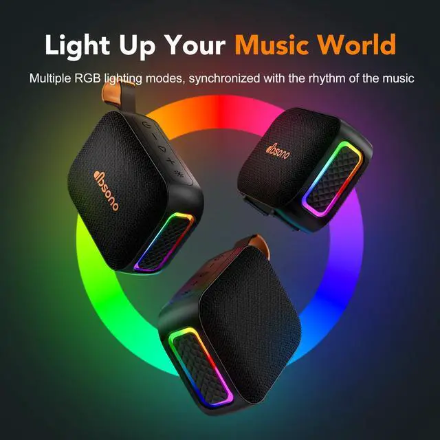 Alt view image 6 of 7 - Portable Bluetooth Speaker Waterproof Gift: IPX5 HD Sound Up to 24H Playtime, TWS Pairing, Wireless Speakers with Lights, Travel Essentials Valentines Birthday Gifts for Men Women Boys Girls-Black