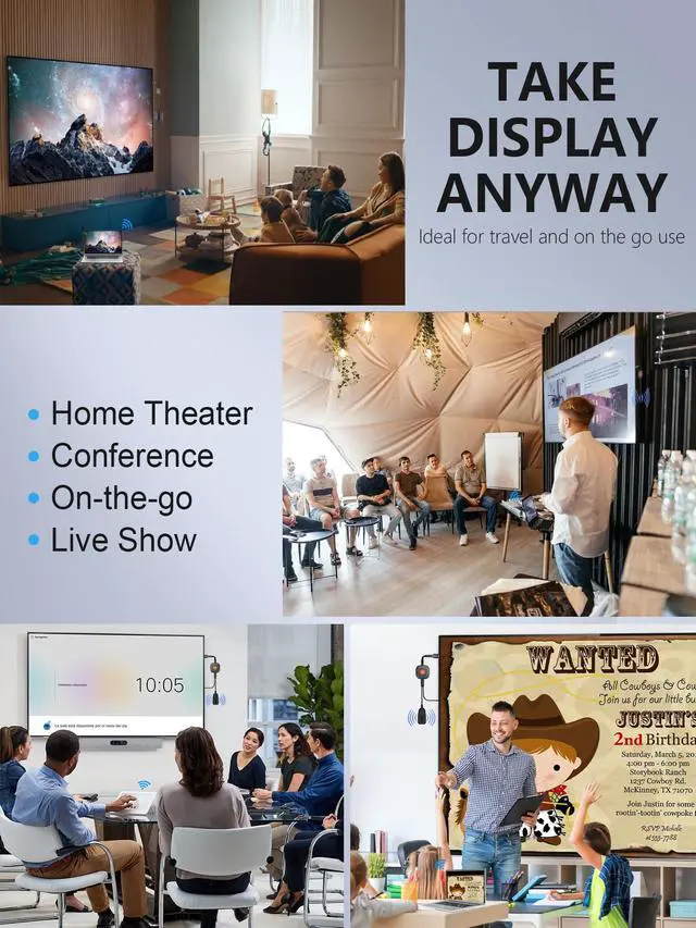 Alt view image 6 of 7 - Wireless HDMI Display Dongle Adapter 4K, TIMBOOTECH WiFi HDMI Dongle Adapter Casting Video Receiver for Phone/Pad/OS/Android/PC/MacOS to TV/Projector/Monitor, Support Miracast, DLNA, Airplay