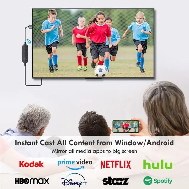 Alt view image 3 of 7 - 4K 1080P Wireless HDMI Display Adapter, WiFi Streaming Movies, Shows Receiver for i-Phone, i-Pad, Android, Tablet, Laptop, Window to HDTV/Monitor/Projector, Compatible Miracast, Air Play, DLNA