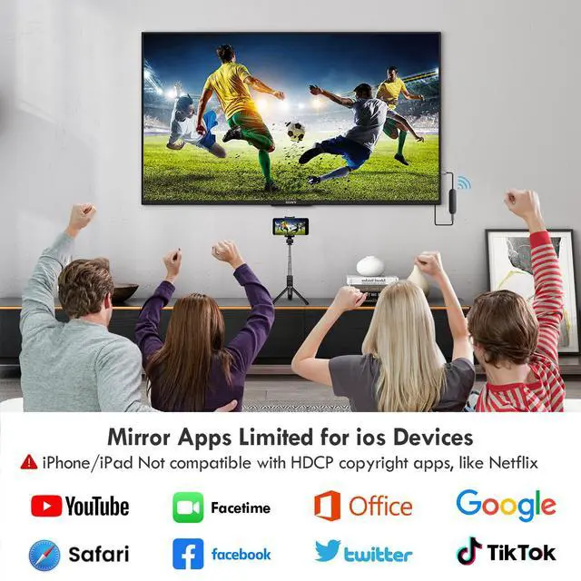 Alt view image 4 of 7 - 4K 1080P Wireless HDMI Display Adapter, WiFi Streaming Movies, Shows Receiver for i-Phone, i-Pad, Android, Tablet, Laptop, Window to HDTV/Monitor/Projector, Compatible Miracast, Air Play, DLNA