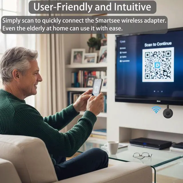 Alt view image 3 of 7 - HD Wireless Display Dongle Adapter, 4K 1080P Screen Mirroring Receiver WiFi Display Adapter for iOS Android Mac to TV Projector Monitor Presentation Support Miracast AirPlay DLNA Streaming