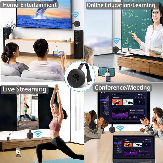 Alt view image 4 of 7 - HD Wireless Display Dongle Adapter, 4K 1080P Screen Mirroring Receiver WiFi Display Adapter for iOS Android Mac to TV Projector Monitor Presentation Support Miracast AirPlay DLNA Streaming