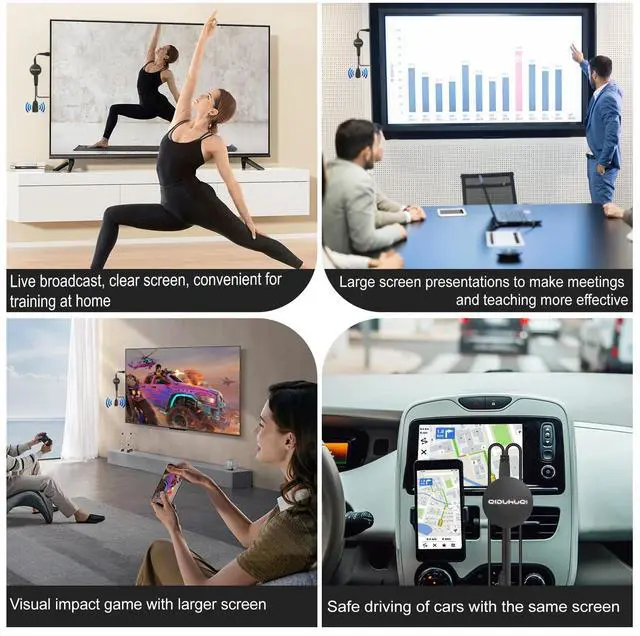 Alt view image 7 of 7 - Wireless HDMI Display Dongle Adapter, Screen mirroring Adapter for tv for i-OS/Android/Windows/i-Phone/Tablet L-aptop to H-DTV Monitor Projector, Support Air-Play DLNA Miracast (Ink Black)