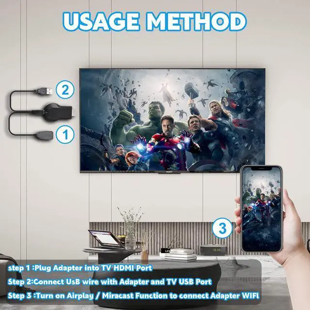 Alt view image 6 of 7 - Wireless Display Dongle Adapter - WiFi 4K&1080P Portable Transmitter, Streaming Media Video/Audio/File from Smartphone, Laptop to HDTV/Monitor/Projector Support Windows