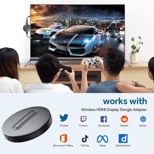 Alt view image 2 of 7 - Wireless HDMI Display Dongle Adapter Miracast Dongle, DLNA, AirPlay - Plug & Play Video/Audio Streaming from Laptop, PC, Smartphone to HDTV, Projector, Monitor