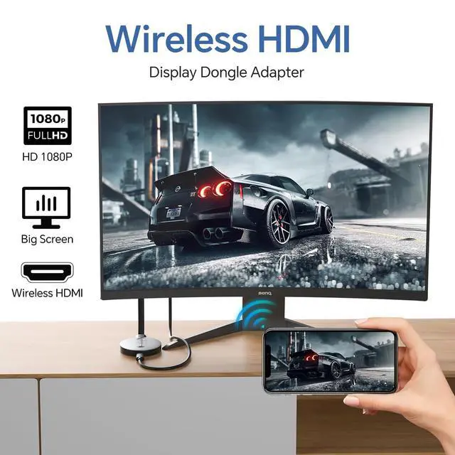 Alt view image 5 of 7 - Wireless HDMI Display Dongle Adapter Miracast Dongle, DLNA, AirPlay - Plug & Play Video/Audio Streaming from Laptop, PC, Smartphone to HDTV, Projector, Monitor