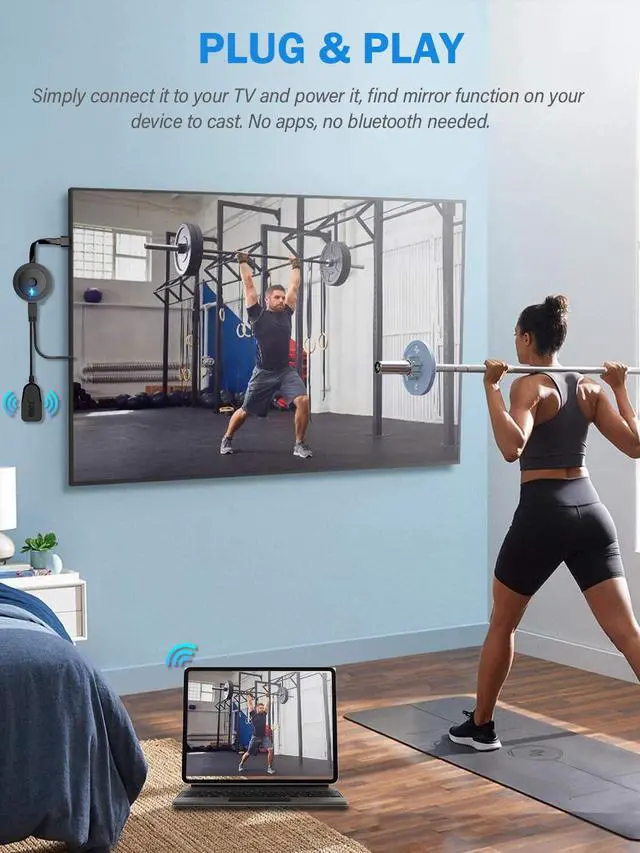 Alt view image 2 of 7 - 4K 1080P Wireless Display Adapter, Cast PPT, Movies from i-Phone, Tablet, i-Pad, Laptop, PC to TV, Projector, Monitor - Wireless HDMI Screen Mirroring Dongle - Supports Airplay/Mircast/DLNA