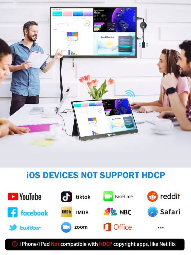 Alt view image 5 of 7 - 4K 1080P Wireless Display Adapter, Cast PPT, Movies from i-Phone, Tablet, i-Pad, Laptop, PC to TV, Projector, Monitor - Wireless HDMI Screen Mirroring Dongle - Supports Airplay/Mircast/DLNA