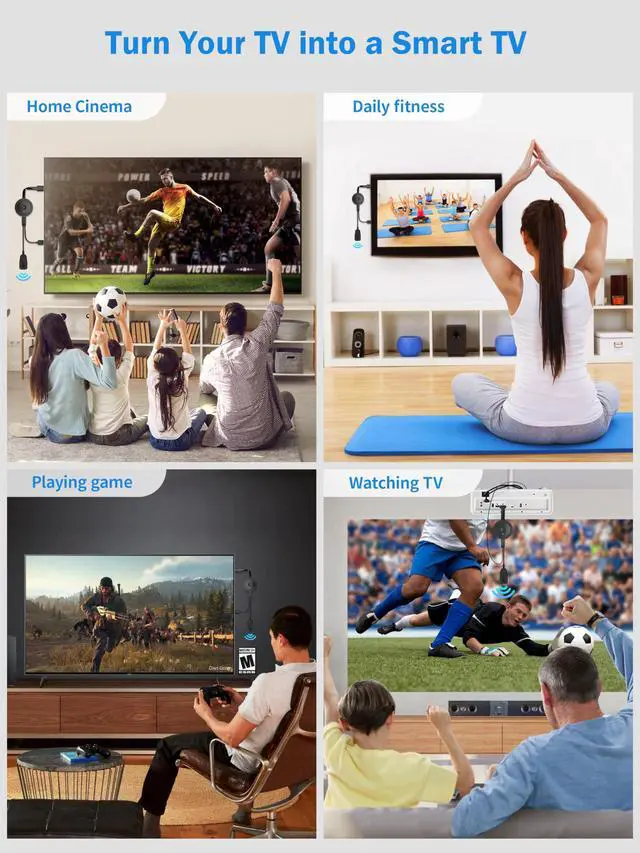 Alt view image 7 of 7 - 4K 1080P Wireless Display Adapter, Cast PPT, Movies from i-Phone, Tablet, i-Pad, Laptop, PC to TV, Projector, Monitor - Wireless HDMI Screen Mirroring Dongle - Supports Airplay/Mircast/DLNA