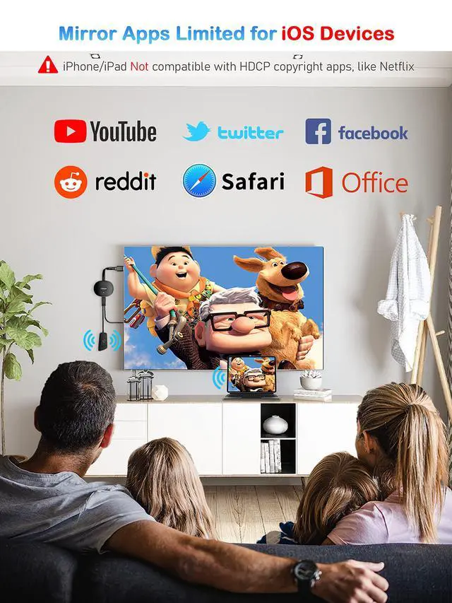 Alt view image 5 of 7 - Wireless HDMI Display Dongle Adapter 4K - Mirror Screen Receiver Stream Audio/Video from i-Phone/Pad/Mac/Android/Win Laptop to TV/Projector/Monitor, Support Miracast/Airplay/DLNA