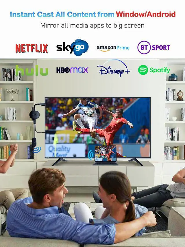 Alt view image 6 of 7 - Wireless HDMI Display Dongle Adapter 4K - Mirror Screen Receiver Stream Audio/Video from i-Phone/Pad/Mac/Android/Win Laptop to TV/Projector/Monitor, Support Miracast/Airplay/DLNA