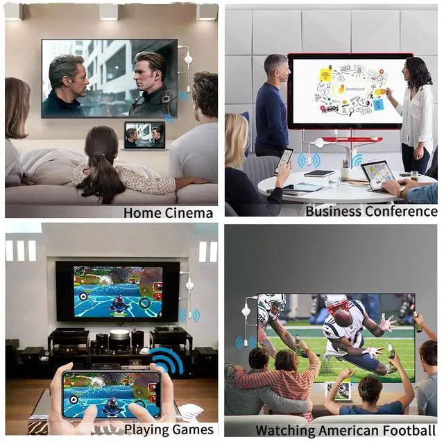 Alt view image 7 of 7 - 4K Wireless HDMI Display Dongle Adapter 1080P, WiFi Casting Movies, Shows Receiver for i-Phone, i-Pad, iOS, Android, Tablet, Laptop, Windows to HDTV/Monitor/Projector, Support Miracast Air Play, White